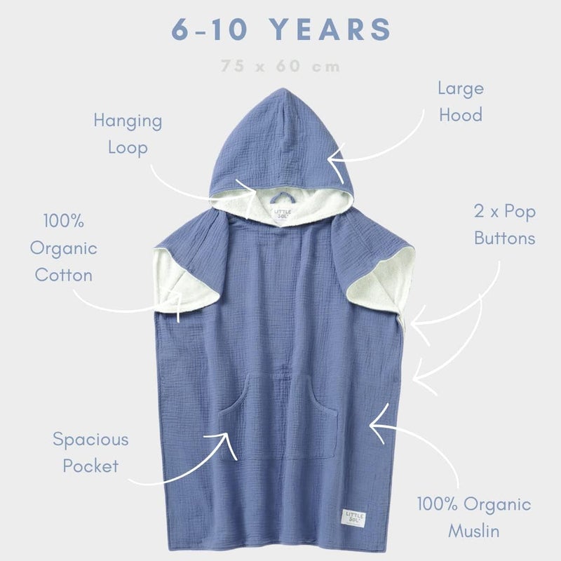 Little Sol Certified Organic Cotton Hooded Beach Towel - Kids (6-10 years) - Image 4